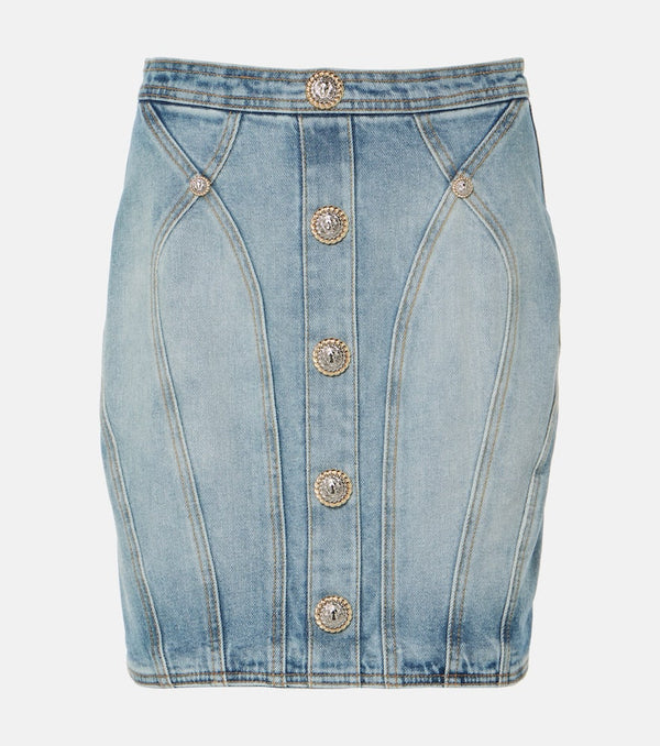 Balmain High-rise denim miniskirt