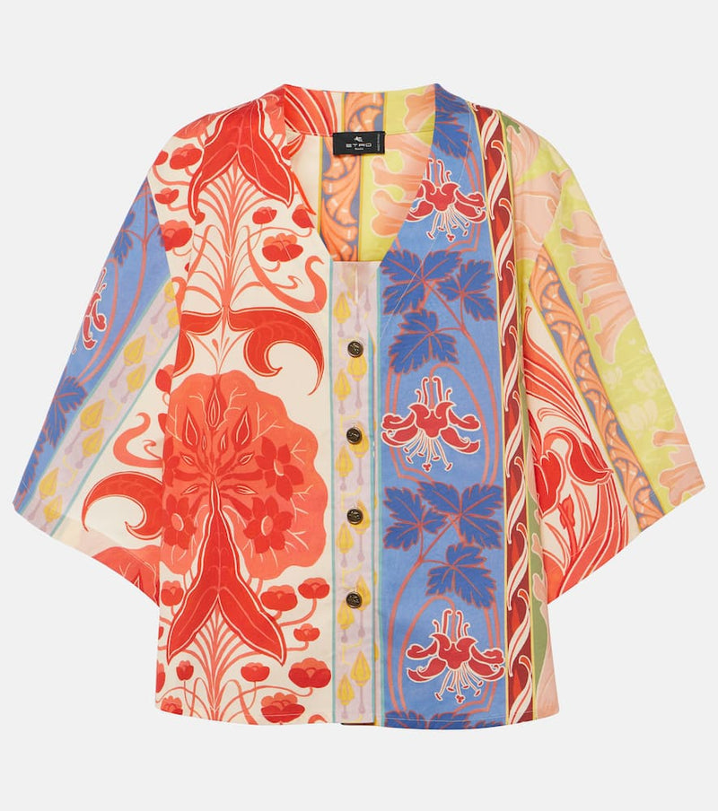 Etro Printed oversized cotton-blend shirt