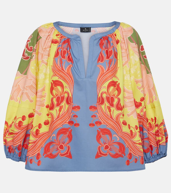 Etro Printed balloon-sleeve cotton blouse