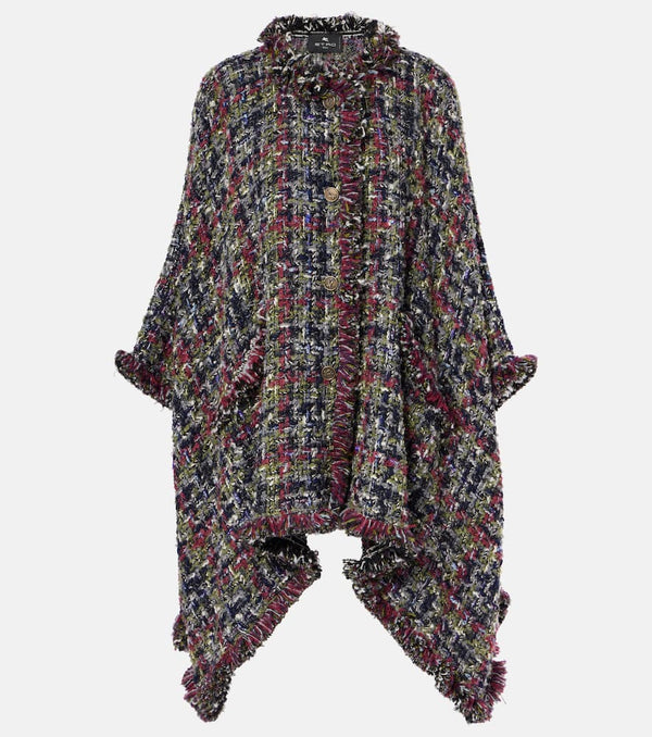 Etro Wool-blend tweed poncho