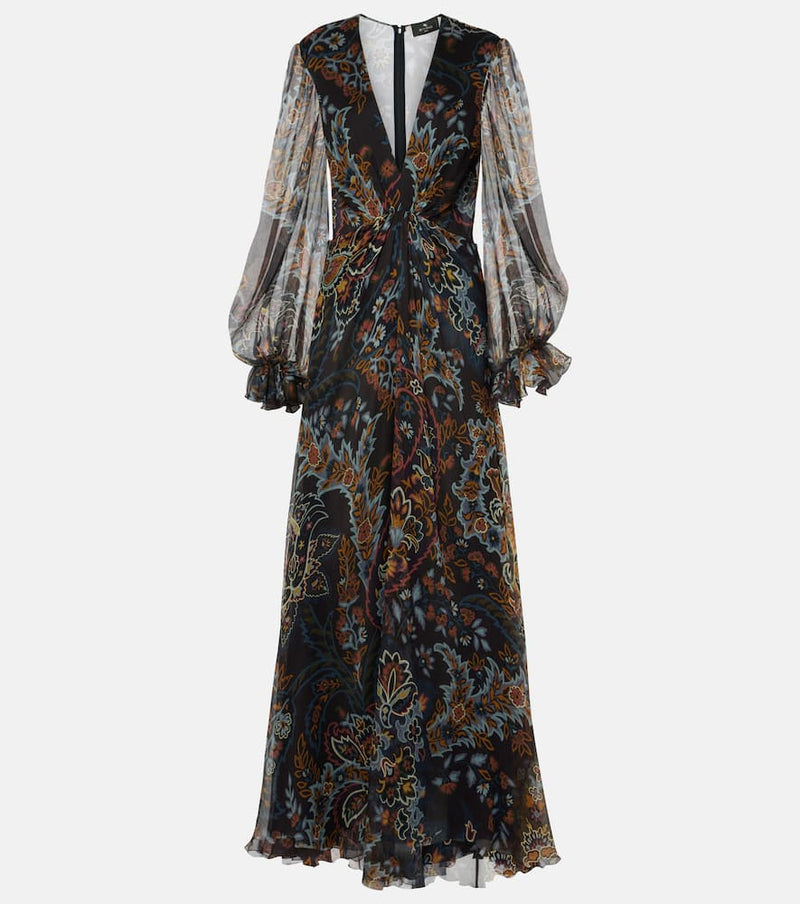 Etro Printed silk gown