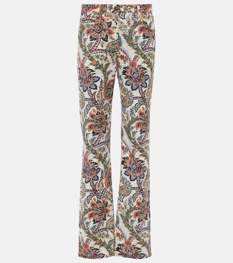 Etro Printed mid-rise straight jeans