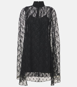 Rodarte Caped floral lace minidress