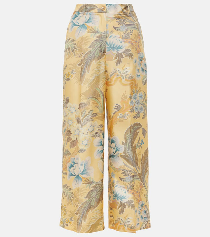 Etro Printed silk wide-leg pants