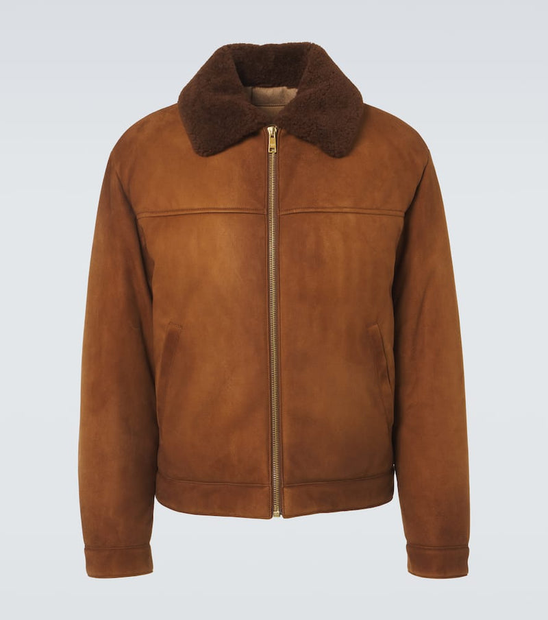 Prada Shearling-trimmed suede jacket