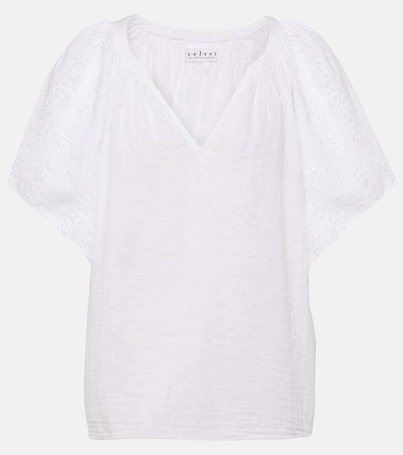 Velvet Tish embroidered cotton top