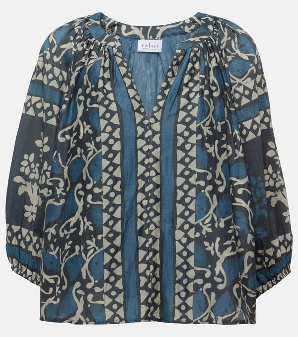 Velvet Dayana printed cotton and silk blouse