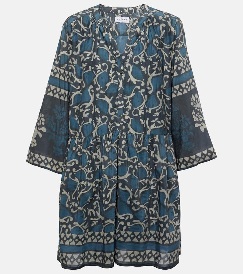 Velvet Talia printed cotton and silk minidress