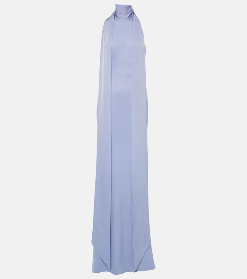 Alex Perry Scarf-detail halterneck satin gown