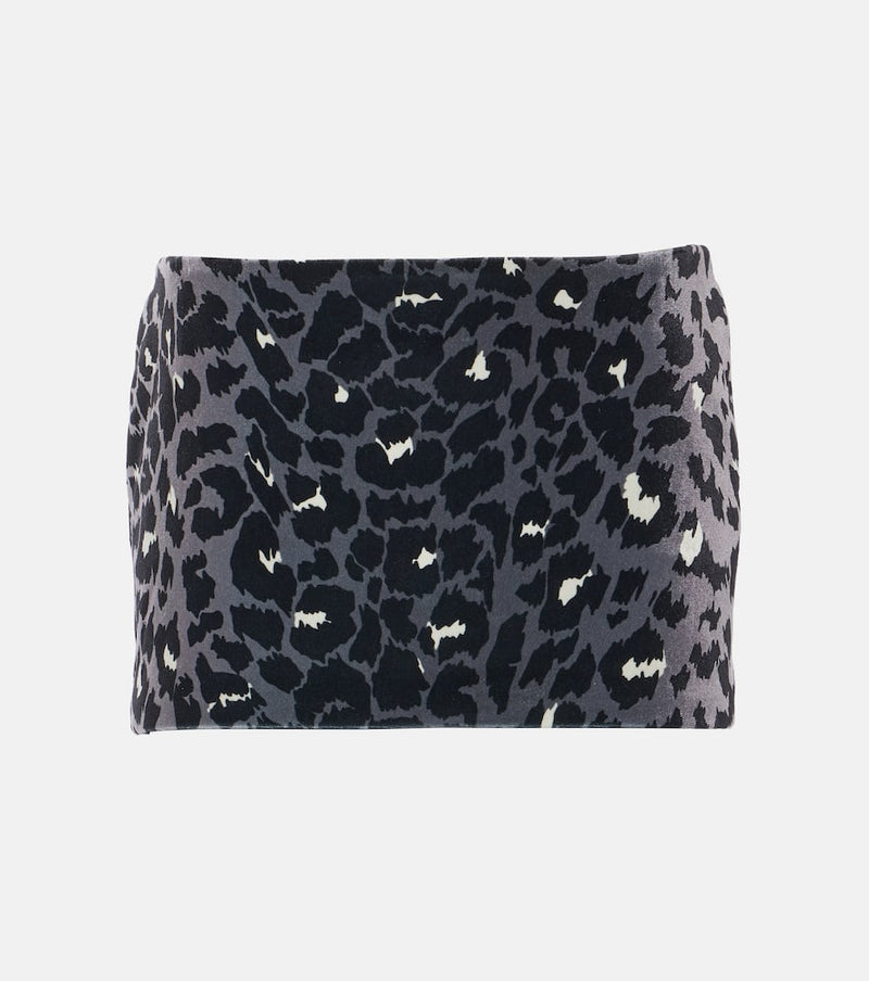 Alex Perry Leopard-print velvet miniskirt