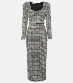 Alessandra Rich Belted Lurex® tweed midi dress