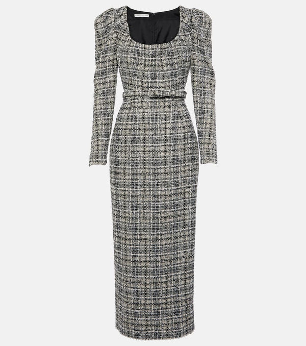 Alessandra Rich Belted Lurex® tweed midi dress