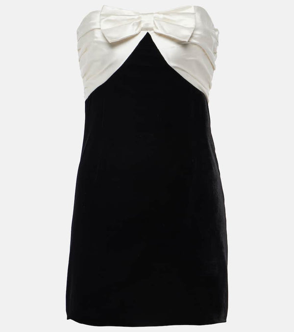 Alessandra Rich Bow-detail strapless velvet minidress