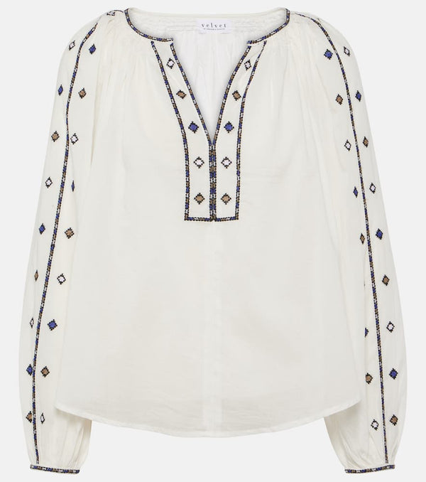 Velvet Tina embroidered cotton top