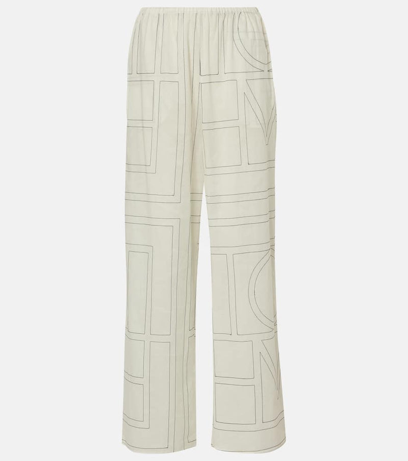 Toteme Monogram cotton-blend wide-leg pants