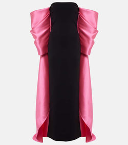 Solace London Kyla caped twill and crêpe gown