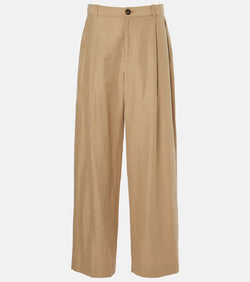 Vince High-rise cotton-blend wide-leg pants