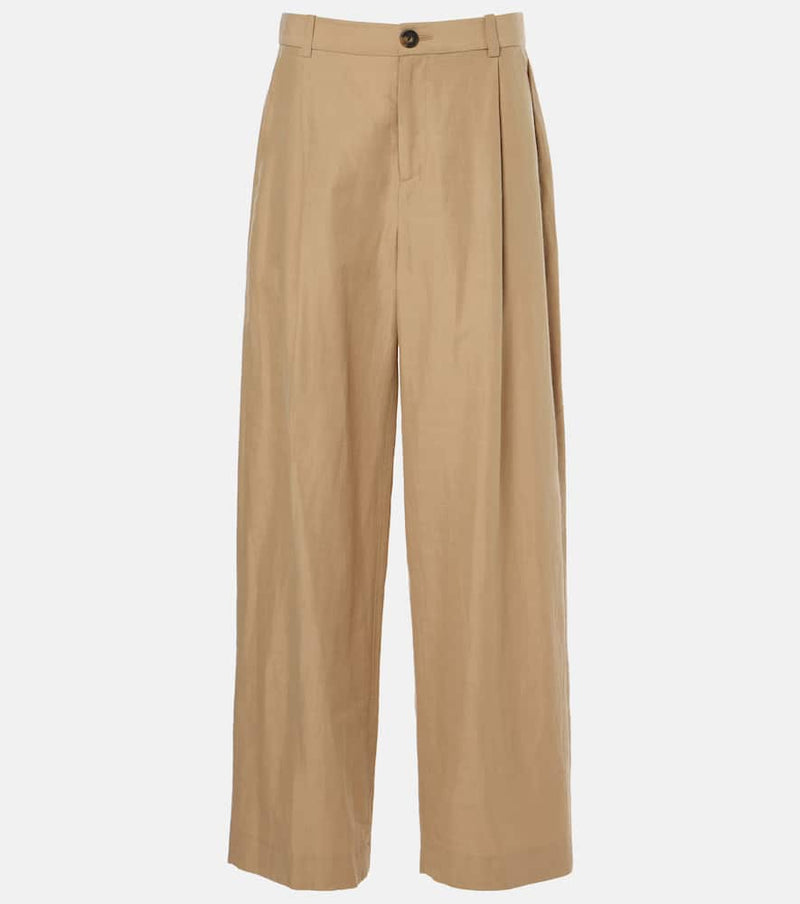 Vince High-rise cotton-blend wide-leg pants