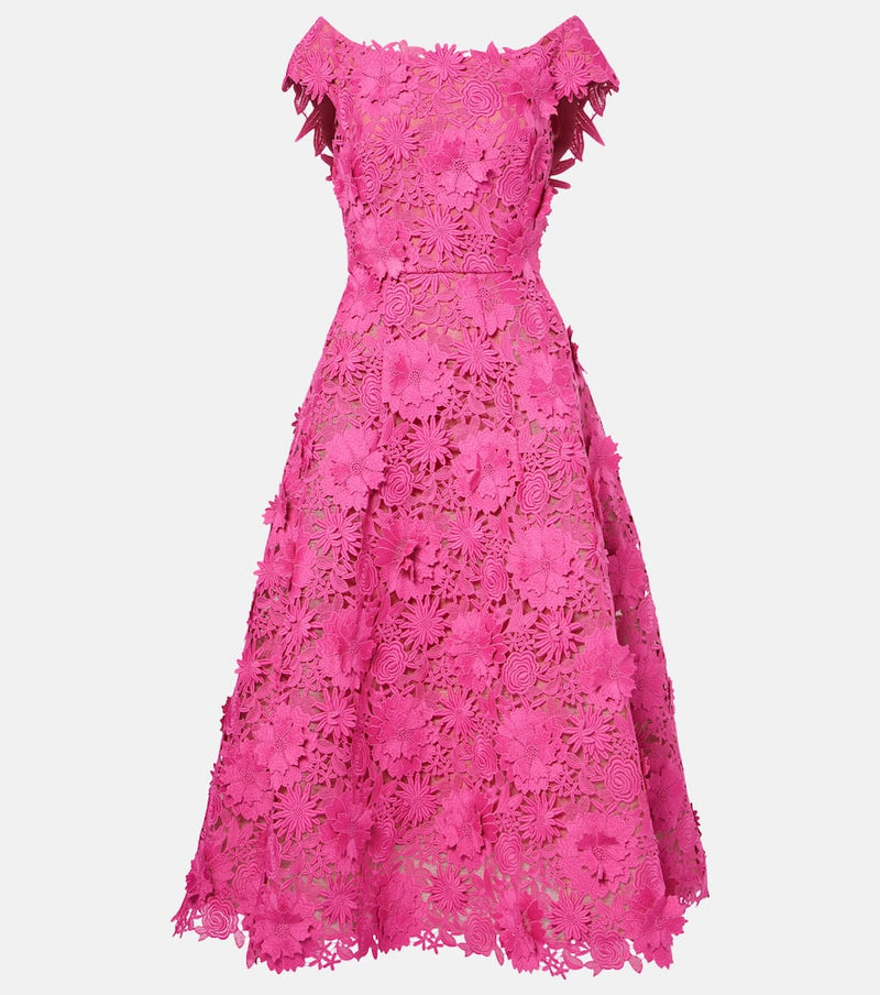 Monique Lhuillier Guipure lace midi dress