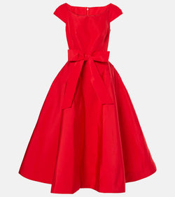 Monique Lhuillier Bow-detail silk midi dress