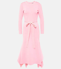 Monique Lhuillier Belted knitted midi dress