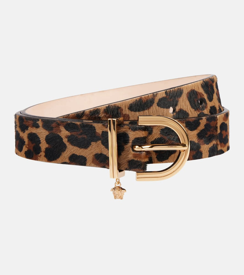 Versace Leopard-print calf hair belt