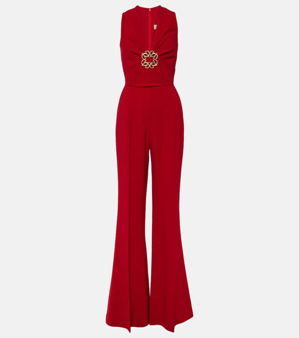 Elie Saab Gathered embellished cady jumpsuit