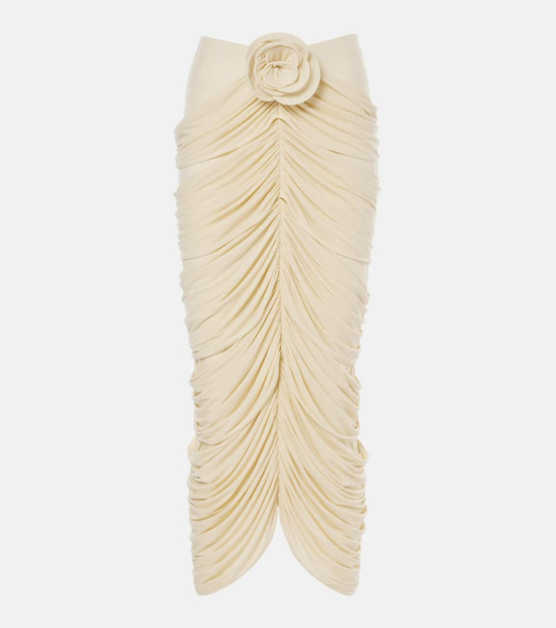 Magda Butrym Floral-appliqué ruched midi skirt