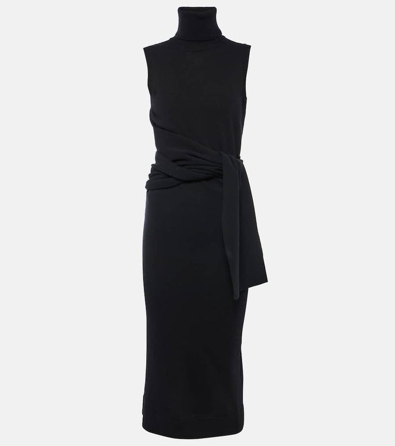 MM6 Maison Margiela Tie-detail wool-blend midi dress