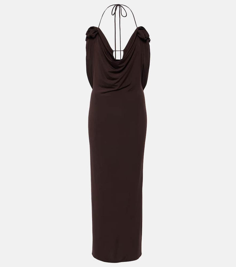 Magda Butrym Floral-applique draped midi dress