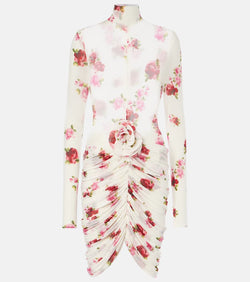 Magda Butrym Floral-appliqué sheer jersey minidress