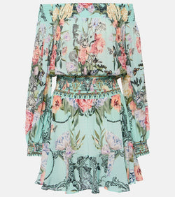 Camilla Floral off-shoulder silk minidress