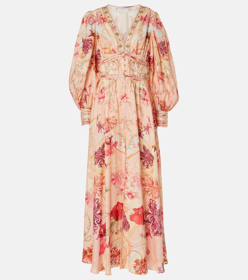 Camilla Blossoms And Brushstrokes linen maxi dress