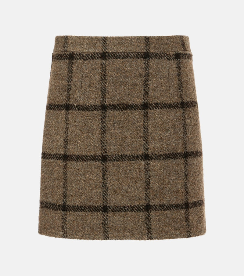 Patou Checked wool-blend tweed miniskirt