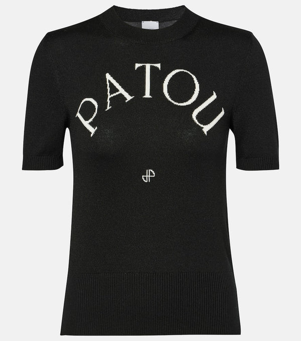 Patou Logo cotton-blend jacquard top