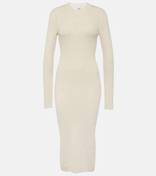 Ami Paris Knitted cotton and wool midi dress