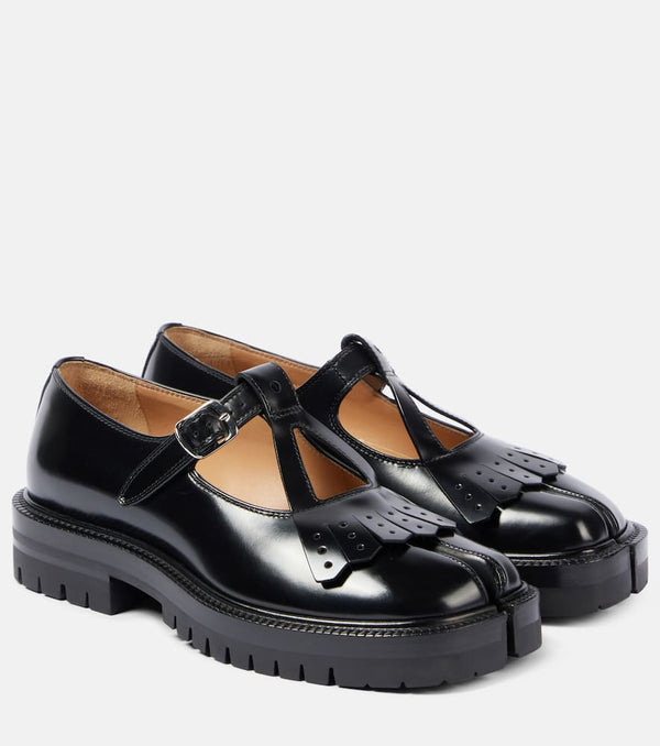 Maison Margiela Tabi polished leather Mary Jane shoes