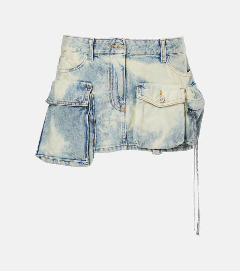 The Attico Fay low-rise denim cargo miniskirt