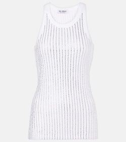 The Attico Crystal-embellished cotton tank top