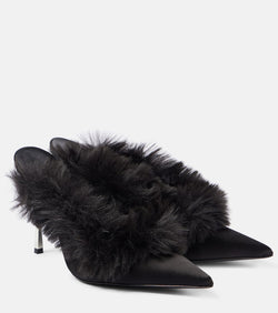 Magda Butrym Faux shearling leather mules