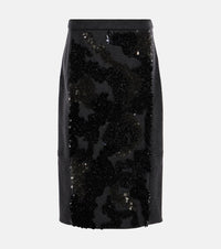 Plan C Sequined wool-blend midi skirt