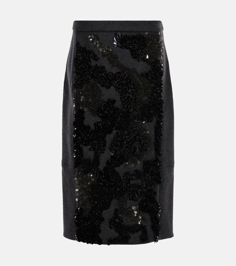 Plan C Sequined wool-blend midi skirt