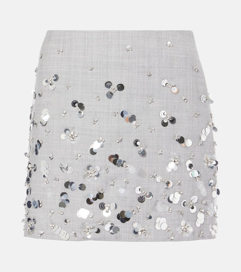 Simkhai Larissa embellished wool miniskirt