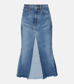 Polo Ralph Lauren Deconstructed denim midi skirt