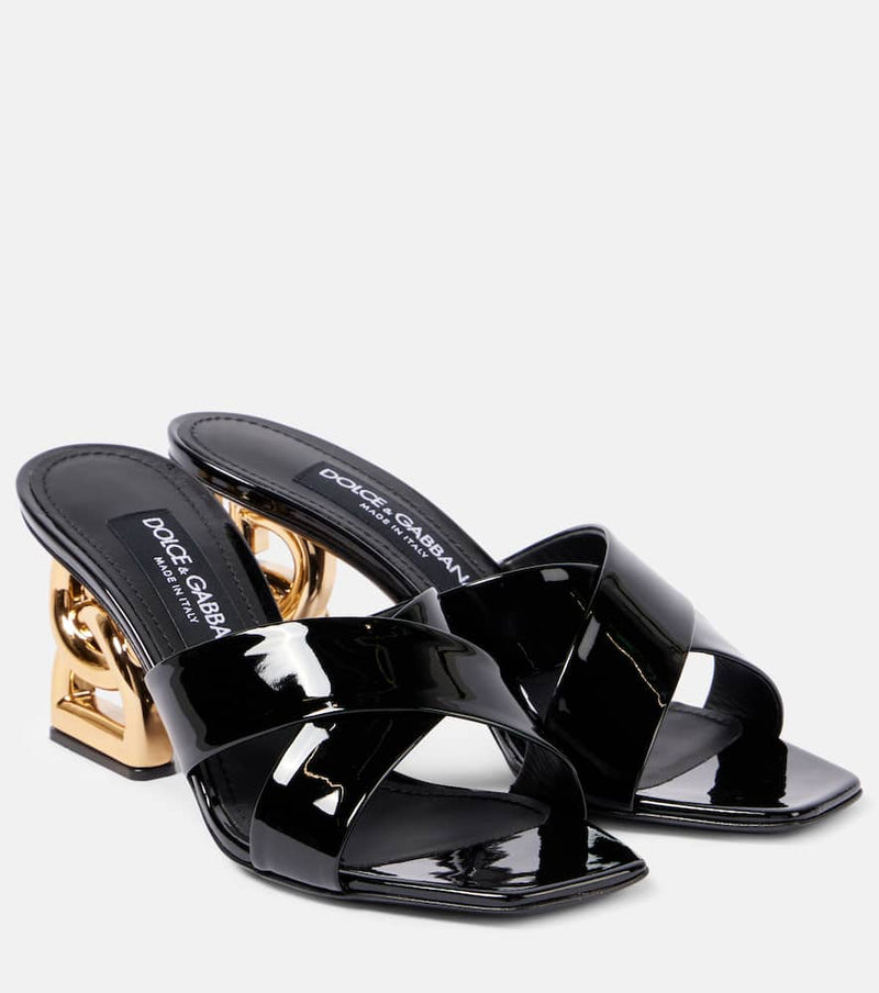 Dolce & Gabbana DG patent leather mules