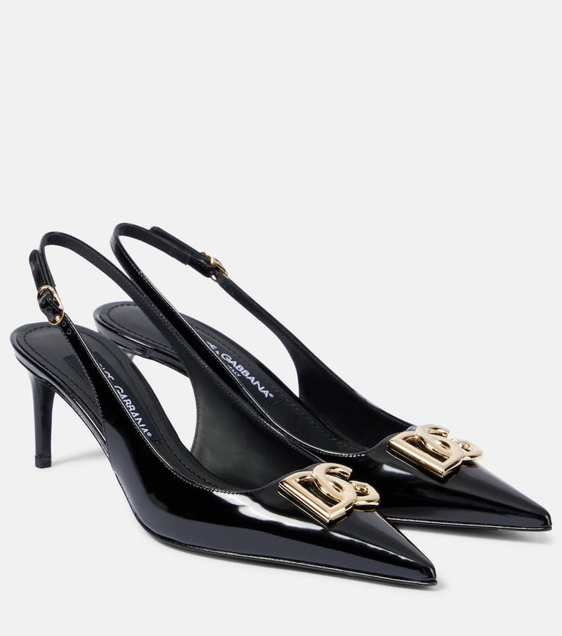 Dolce & Gabbana Logo leather slingback pumps