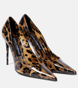 Dolce & Gabbana Leopard-print polished leather pumps