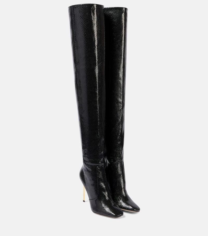 Tom Ford Snake-effect leather over-the-knee boots