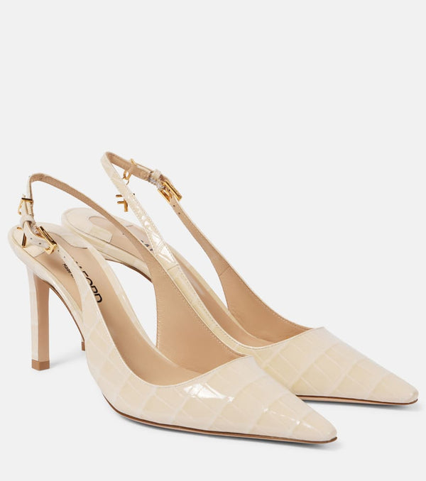 Tom Ford Angelina croc-effect leather slingback pumps