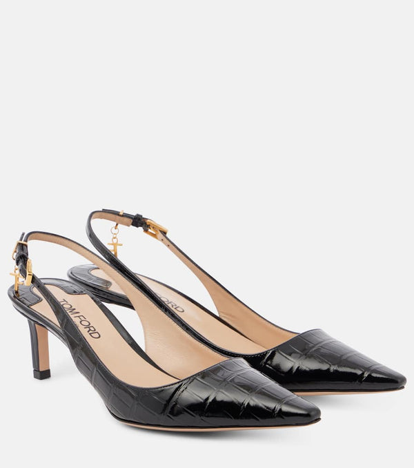 Tom Ford Angelina croc-effect leather slingback pumps